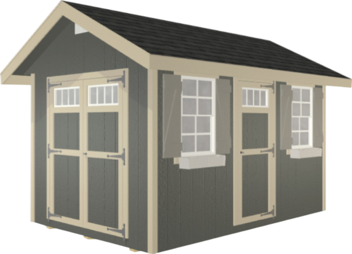 EZ-FIT Riverside Shed Kit 8' x 12' Wood Storage with Pre-Installed Windows and Doors New