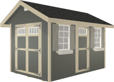 EZ-FIT Riverside Shed Kit 8' x 12' Wood Storage with Pre-Installed Windows and Doors New