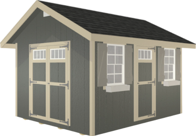 EZ-FIT Riverside Shed Kit 10' x 14' Wood Storage with Pre-Installed Windows and Doors New