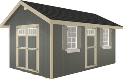 EZ-FIT Riverside Shed Kit 10' x 16' Wood Storage with Pre-Installed Windows and Doors New
