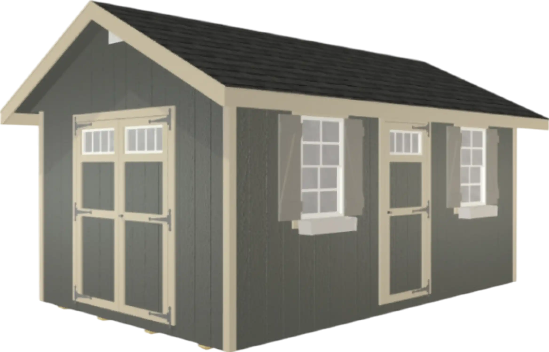 EZ-FIT Riverside Shed Kit 10' x 16' Wood Storage with Pre-Installed Windows and Doors New
