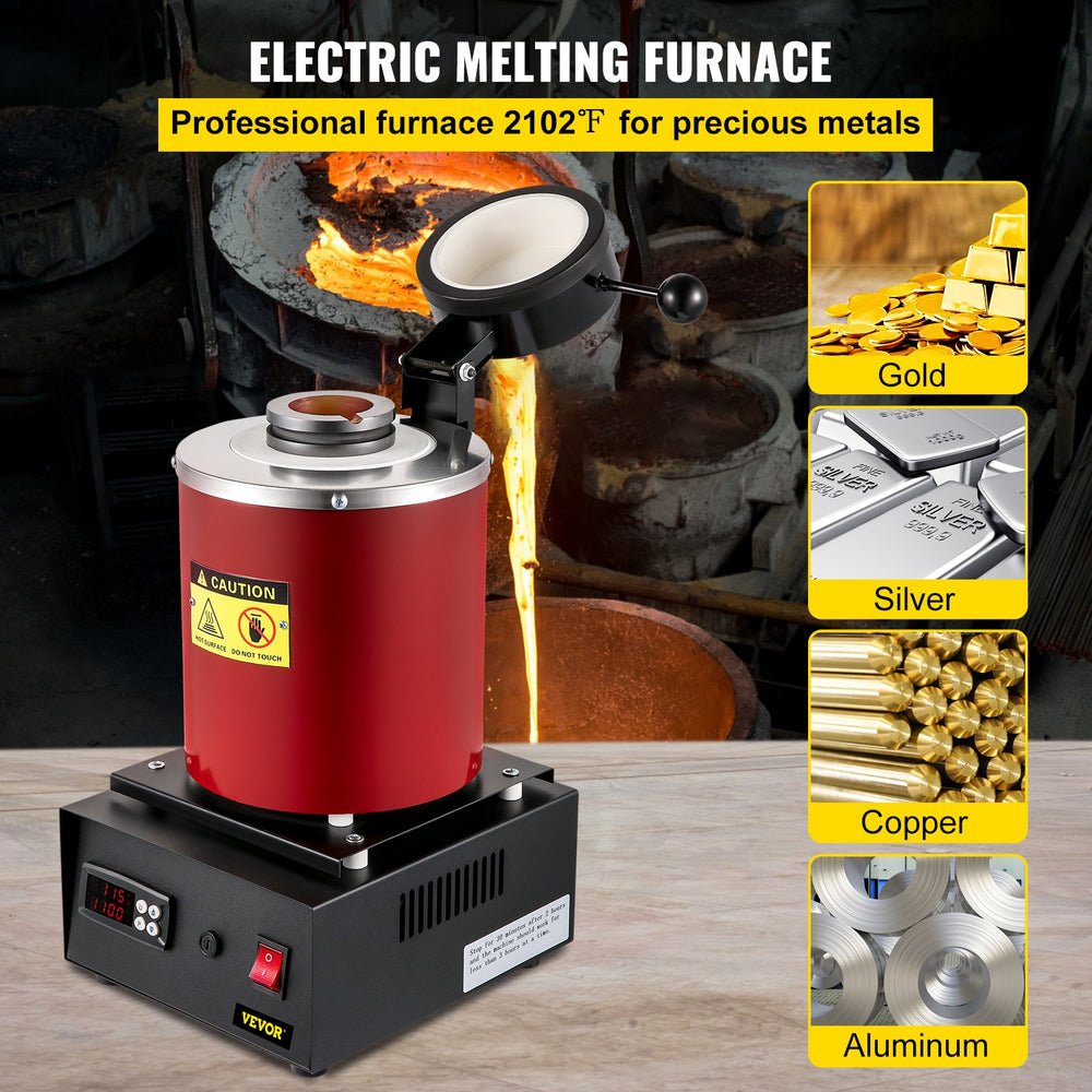 Vevor Electric Melting Furnace 6.6 Lbs. 1750W 2102°F Digital New