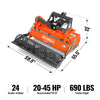 48 in Stone Burier Reverse Rotary Tiller,  3 Point Hitch Cat.1,  Chain Drive,  PTO Shaft Included with Slip Clutch,  20-45 HP,  RSB48