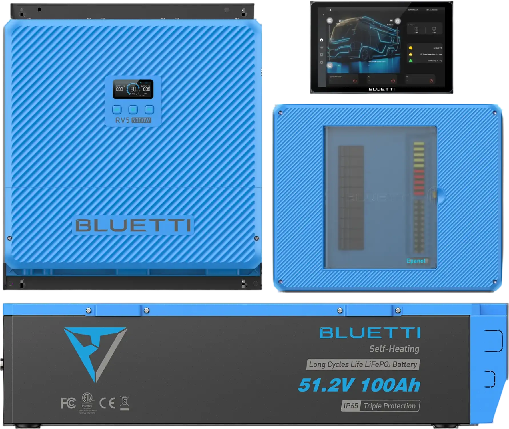 Bluetti Rv5 System Bluetti RV5 + B4810 + Epanel + Epad Power Bundle 5000W 48V Energy Syst ...