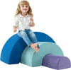 Rainbow Arc Climber Playset with multicolor foam blocks, perfect for kids to develop skills in playrooms or day-care.