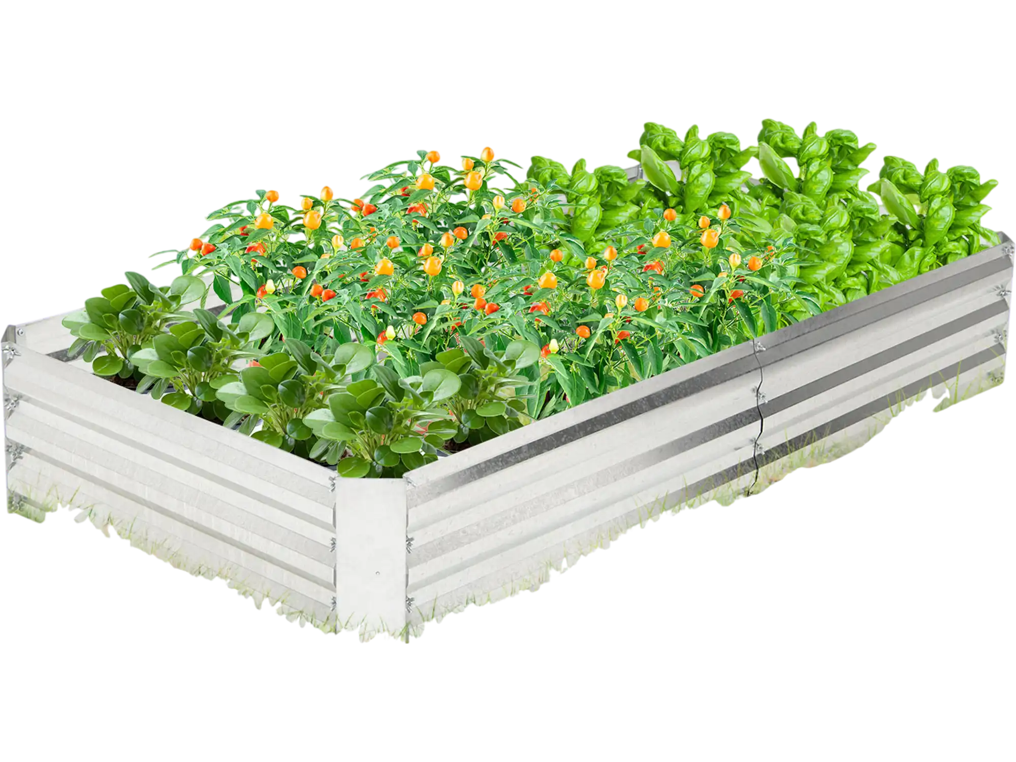 Costway Galvanized Metal Raised Garden Bed Open-Ended Base 6' x 3' 42631987 New