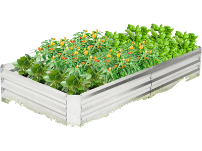 Costway Galvanized Metal Raised Garden Bed Open-Ended Base 6' x 3' 42631987 New