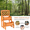 2-tier raised garden bed in orange with cylindrical planter boxes and trellis, crafted from solid fir wood for outdoor.