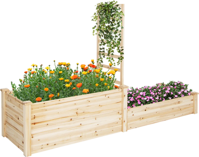 Costway Raised Garden Bed with Trellis 36719584 New