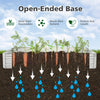 Galvanized metal raised garden bed with open-ended base, promoting root growth and preventing water accumulation.