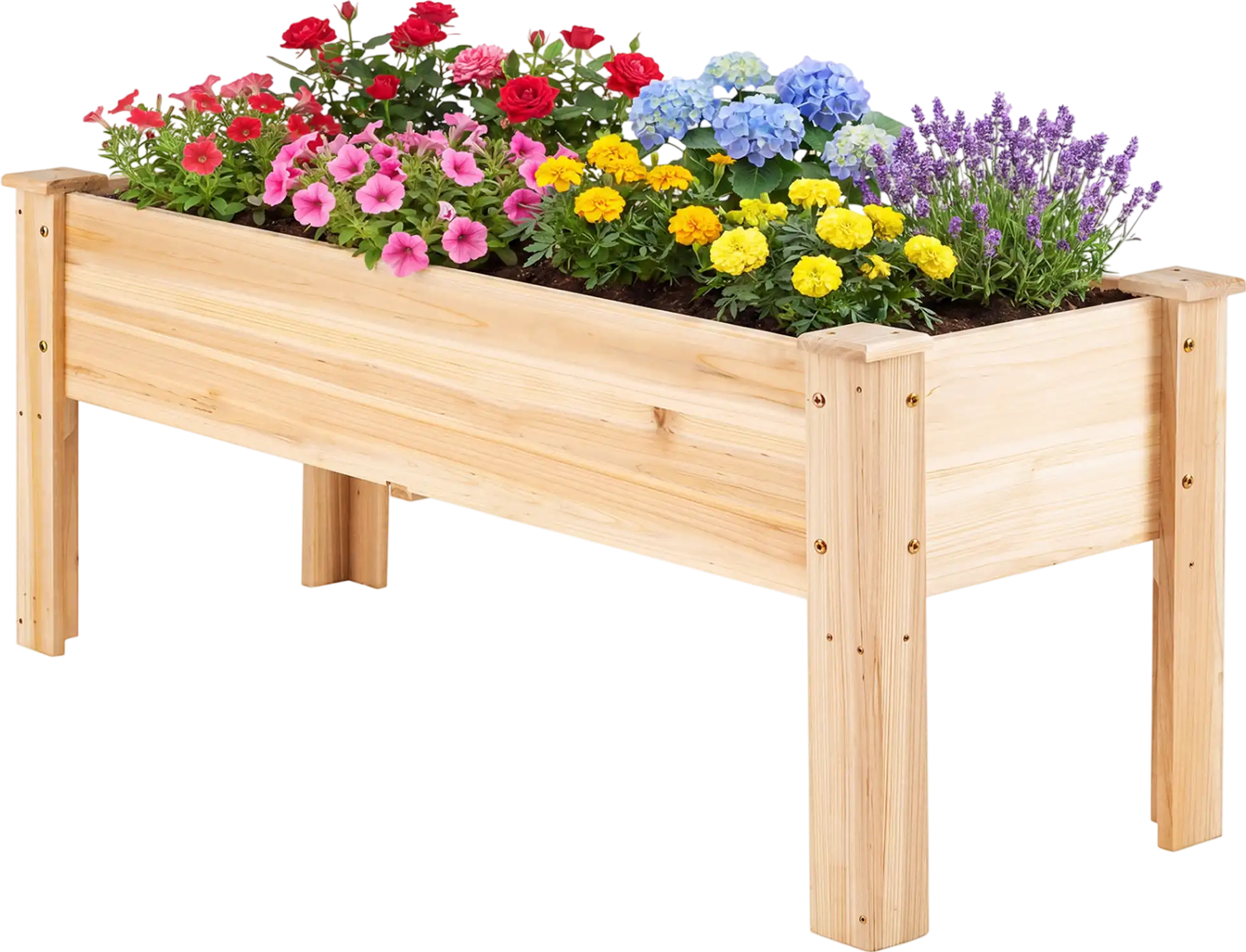 Costway Raised Garden Bed Elevated Wood Planter Box for Vegetable Flower Herb 20756943 New