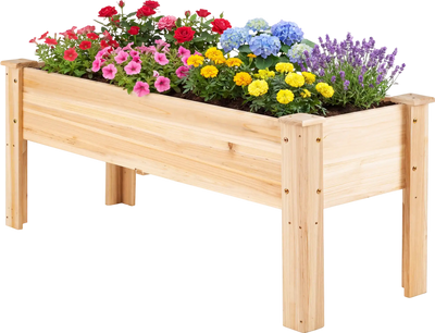 Costway Raised Garden Bed Elevated Wood Planter Box for Vegetable Flower Herb 20756943 New
