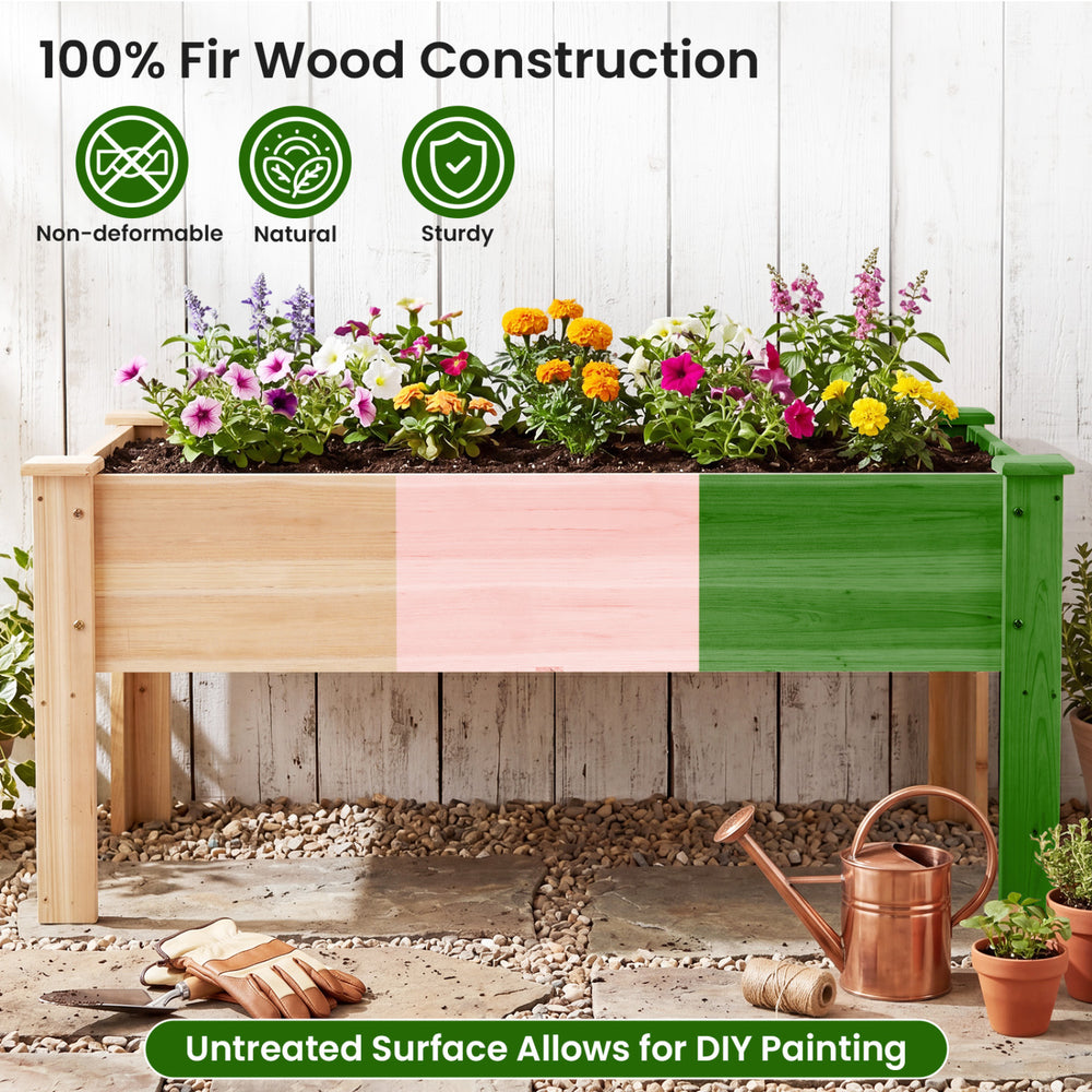 Elevated planter box made of solid fir wood, perfect for growing herbs and vegetables on decks or balconies.