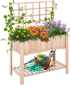 Raised Garden Bed Elevated Wooden Planter Box with Trellis