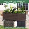 Raised garden bed planter box made of fade-resistant PE rattan with wheels, ideal for outdoor plant cultivation.