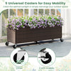 Raised garden bed planter box on wheels, made of PE rattan, featuring 3 free-rolling and 2 lockable wheels for mobility.