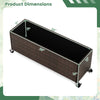 Top view of the raised garden bed planter box with wheels, made of PE rattan, measuring 36"x11"x12" for versatile.