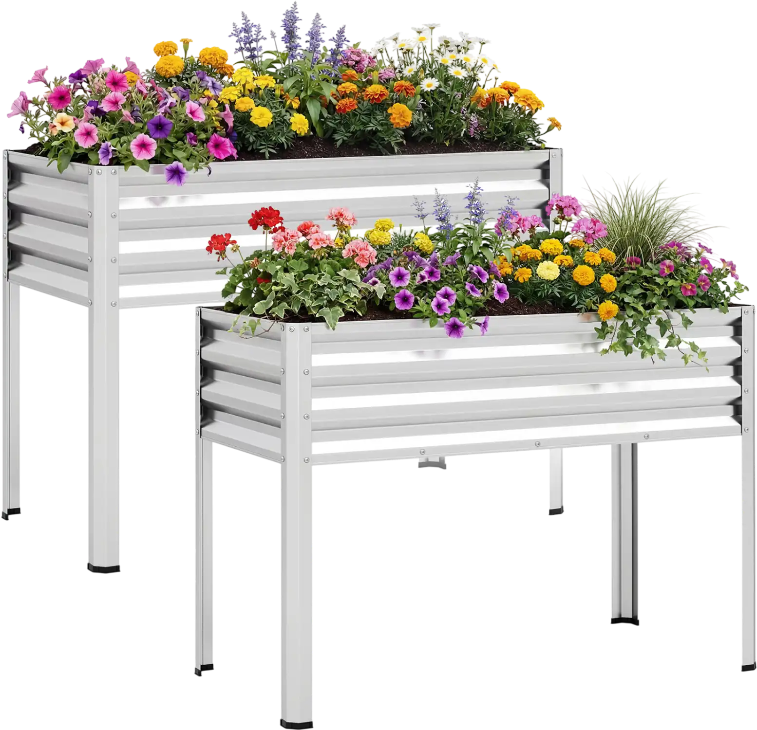 Costway Set of 2 Raised Garden Bed Electro-Coating Metal Elevated Planter Box 96381346 New