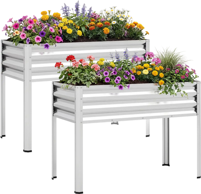 Costway Set of 2 Raised Garden Bed Electro-Coating Metal Elevated Planter Box 96381346 New