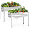 Elevated planter boxes set of 2 in silver, made of weatherproof electro-coated metal, ideal for growing vegetables and.