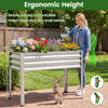 Large elevated planter box in silver, 32" height for comfortable gardening, ideal for flowers and veggies.