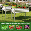 Large elevated planter boxes in silver, ideal for cultivating vegetables and flowers, featuring a 32" height for.