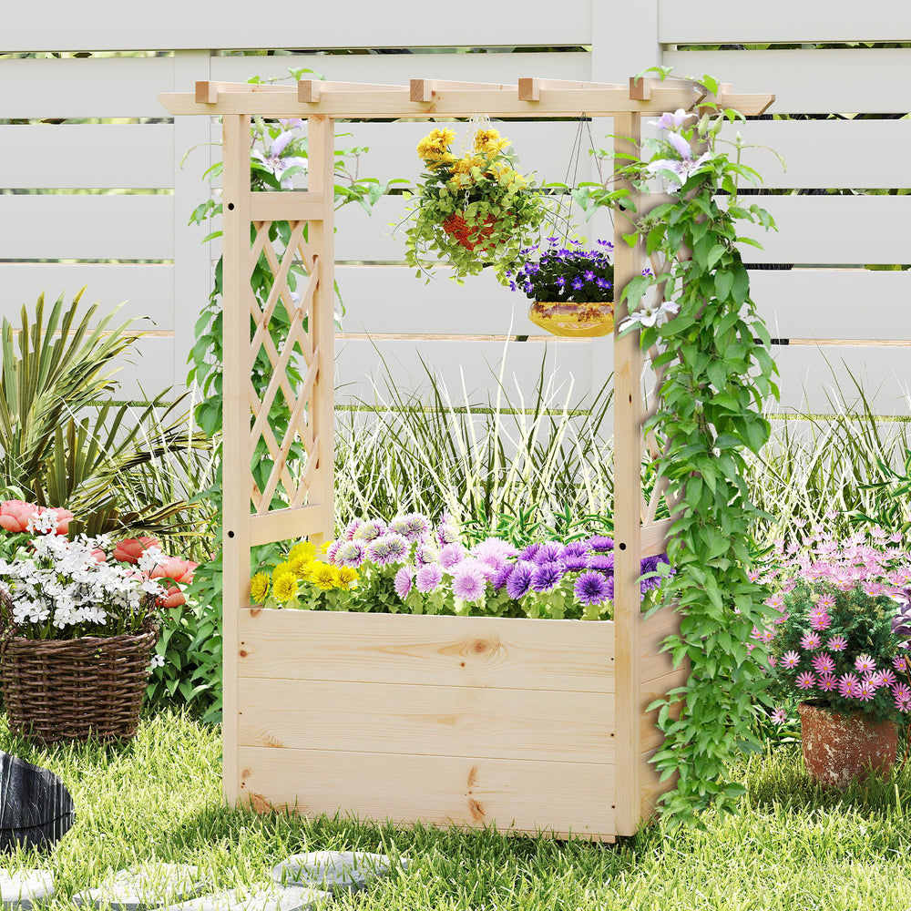 Raised Garden Bed Wooden Elevated Planter Box with Hanging Roof-S - Gallery View 1 of 10