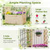 Wooden elevated planter box with side trellises for vertical growth, ideal for flowers, herbs, and vegetables in.