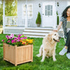 Folding square fir wood raised garden bed with colorful flowers, perfect for patios and gardens, featuring a removable.