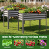 Large elevated grey raised garden bed with legs, ideal for cultivating vegetables and flowers in any outdoor space.