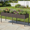 Spacious raised garden bed with legs in patio-brown, designed for easy planting of herbs and vegetables in your garden.