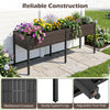 Elevated brown raised garden bed with legs and removable liner, ideal for planting vegetables and herbs on patios or balconies.