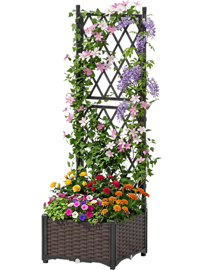 Costway Raised Garden Bed Lattice Trellis Self-Watering Vertical Planter 36292983 New