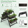 Close-up of the 3-tier vertical raised garden bed's built-in drain holes, ensuring effective water drainage for healthy.