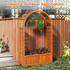 Wooden raised garden bed with lattice trellis and arched roof, ideal for climbing plants and outdoor decoration.