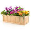 Folding wooden raised garden bed with vibrant flowers, ideal for patio or garden, made from durable fir wood.