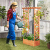 Raised garden bed with side trellis and hanging roof, crafted from fir wood, ideal for growing climbing plants and.