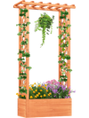 Raised garden bed with side trellis and hanging roof, crafted from fir wood, perfect for climbing plants and flowers.