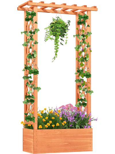 Costway Raised Garden Bed Side Trellis Hanging Roof Drainage Hole 264587913 New