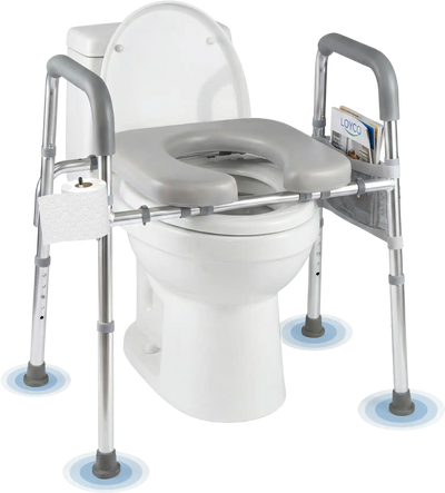 Costway Raised Toilet Seat with Handles Padded Arms for Seniors 60703110 New