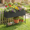 Raised Wicker Garden Bed with Storage Shelf and Removable Liner-Black - Gallery View 1 of 11