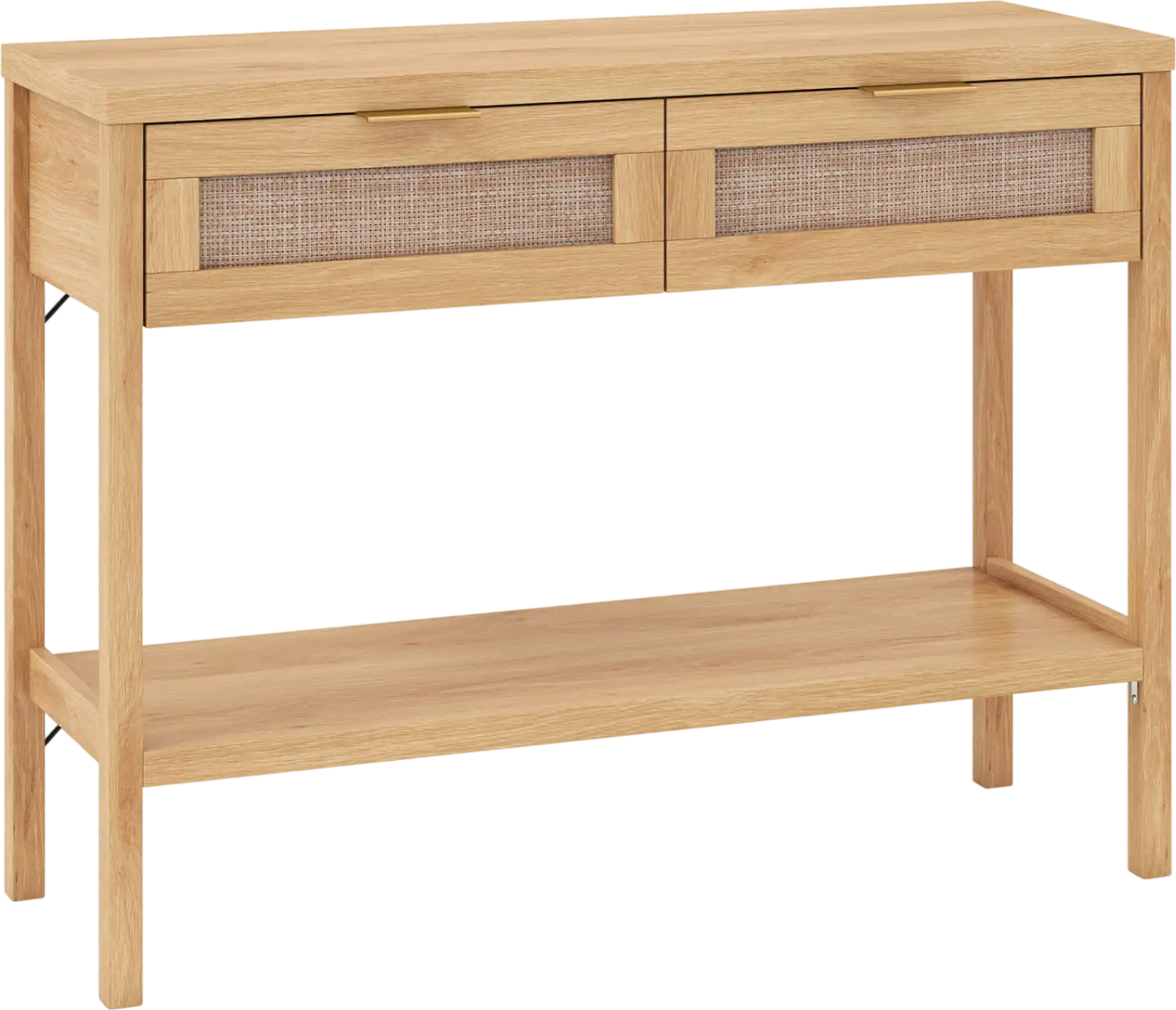 Costway Rattan Console Table 2-Drawer Bottom Shelf 24442044 New