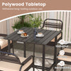 Brown polywood bar table from a 5-piece rattan counter set, designed for weatherproof outdoor use and easy maintenance.