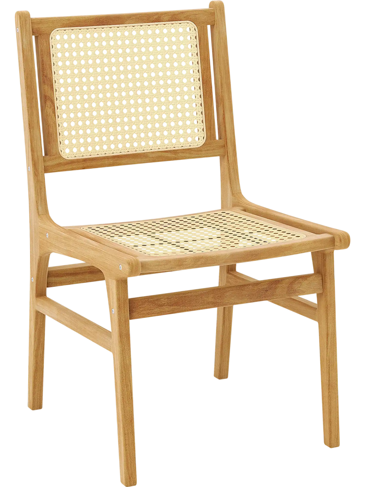 Costway Rattan Dining Chair Natural Cane Woven Back Teak Wood Frame 12879536 New