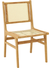 Rattan Dining Chair with Natural Cane Woven Backrest and Teak Wood Frame