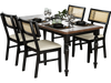 Rattan dining chairs set of 4 with padded seats and rubber wood legs, perfect for stylish kitchen dining.