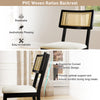 Rattan dining chair with padded seat and rubber wood legs, featuring a breathable woven backrest for comfort during.