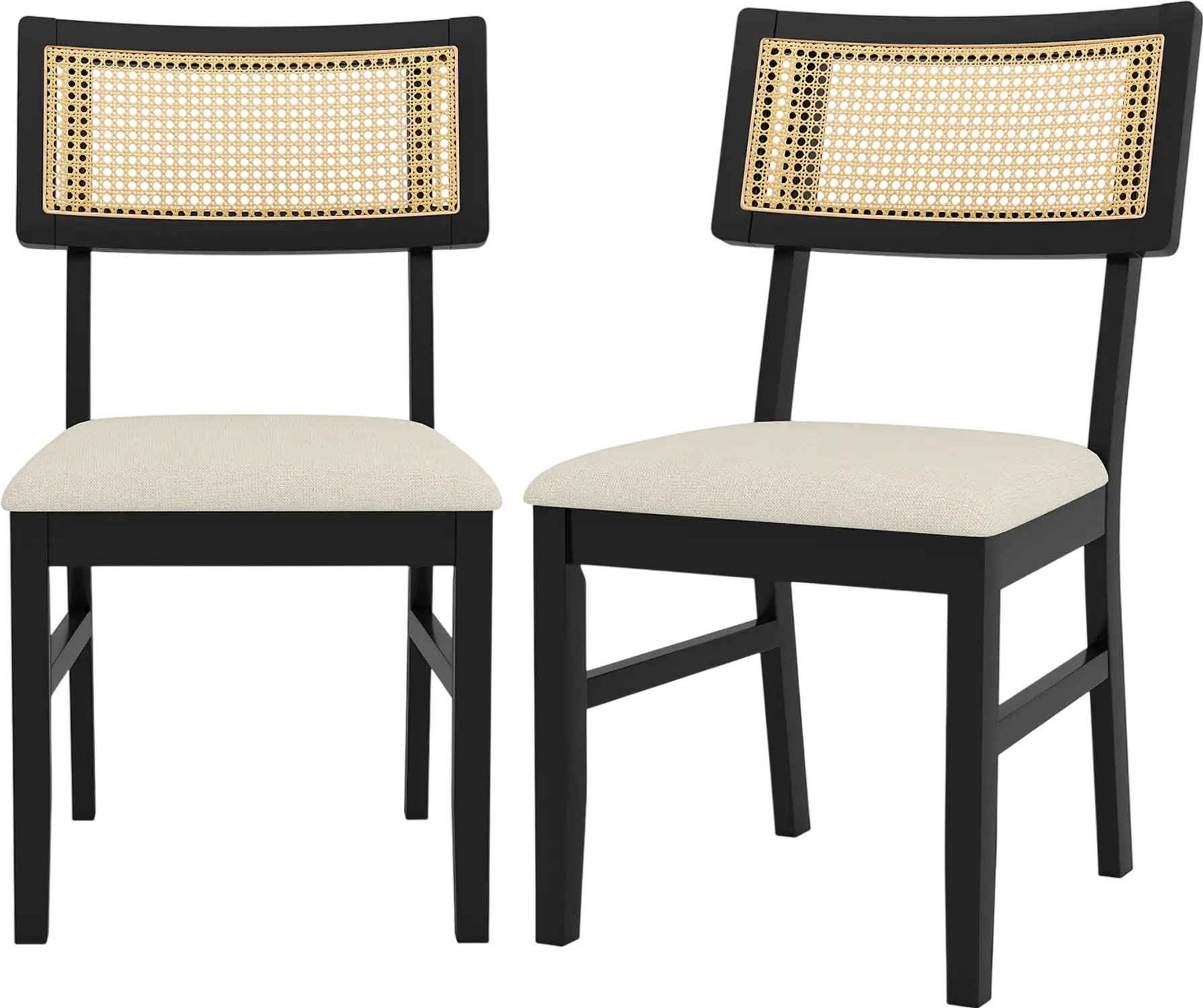 Costway Rattan Dining Chairs Set of 2 Upholstered Kitchen Chairs 24107917 New
