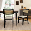 Rattan dining chairs set of 2 with padded seats and rubber wood legs, featuring a breathable backrest for comfort.