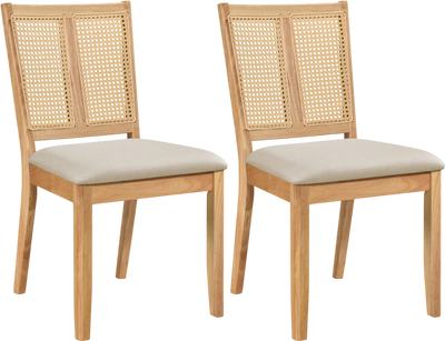 Costway Rattan Dining Chairs Set of 2 Curved Backrest Padded Seat 45444418 New
